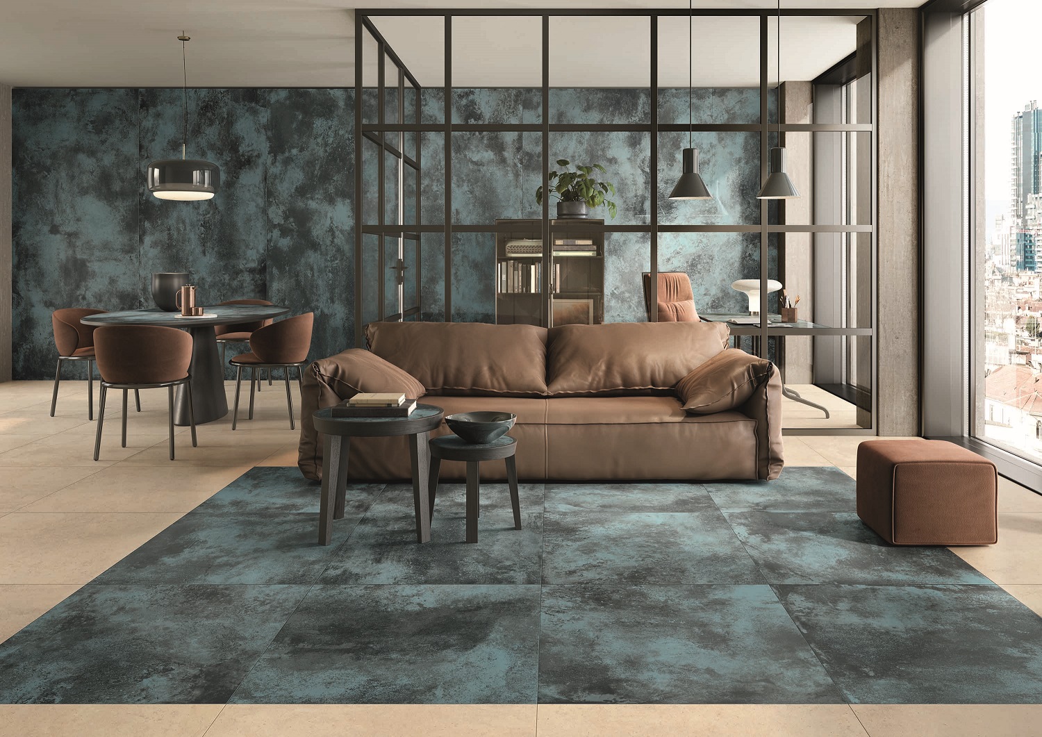 tiles metal metal look tiles navy mint living room porcelain stoneware floor tiles wall tiles 80